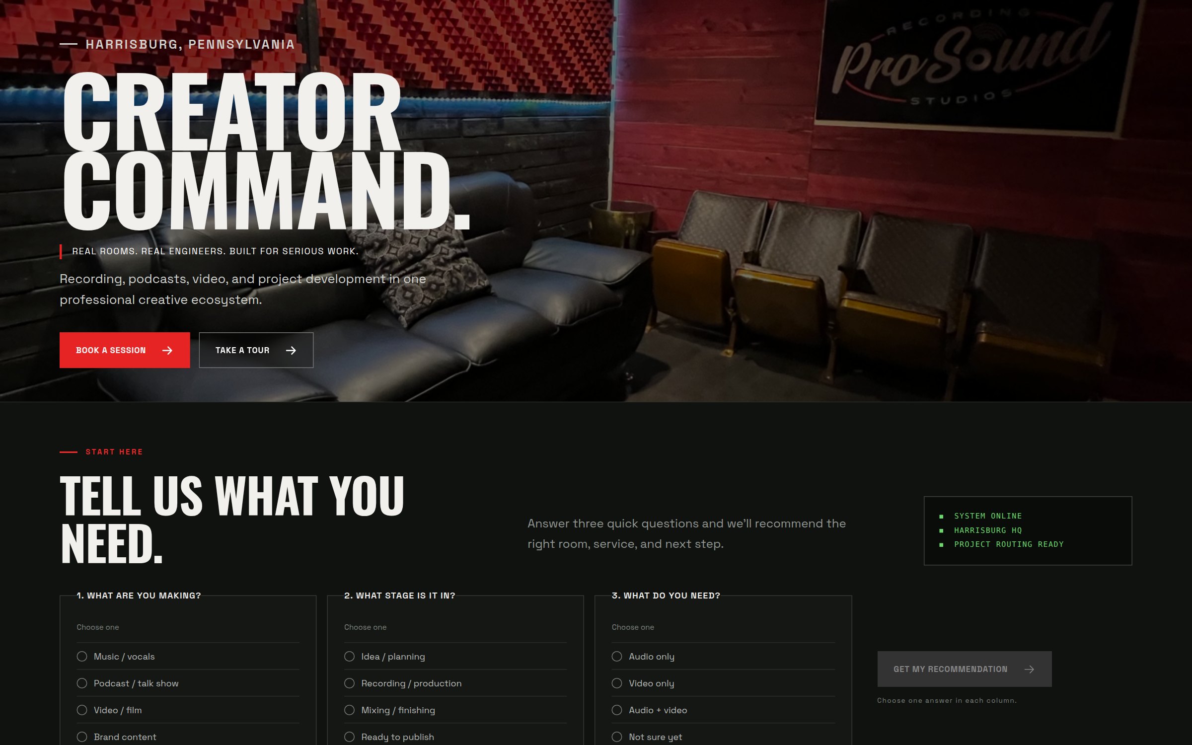 Pro Sound Studio — Rebuild, accessibility, pricing architecture, backend