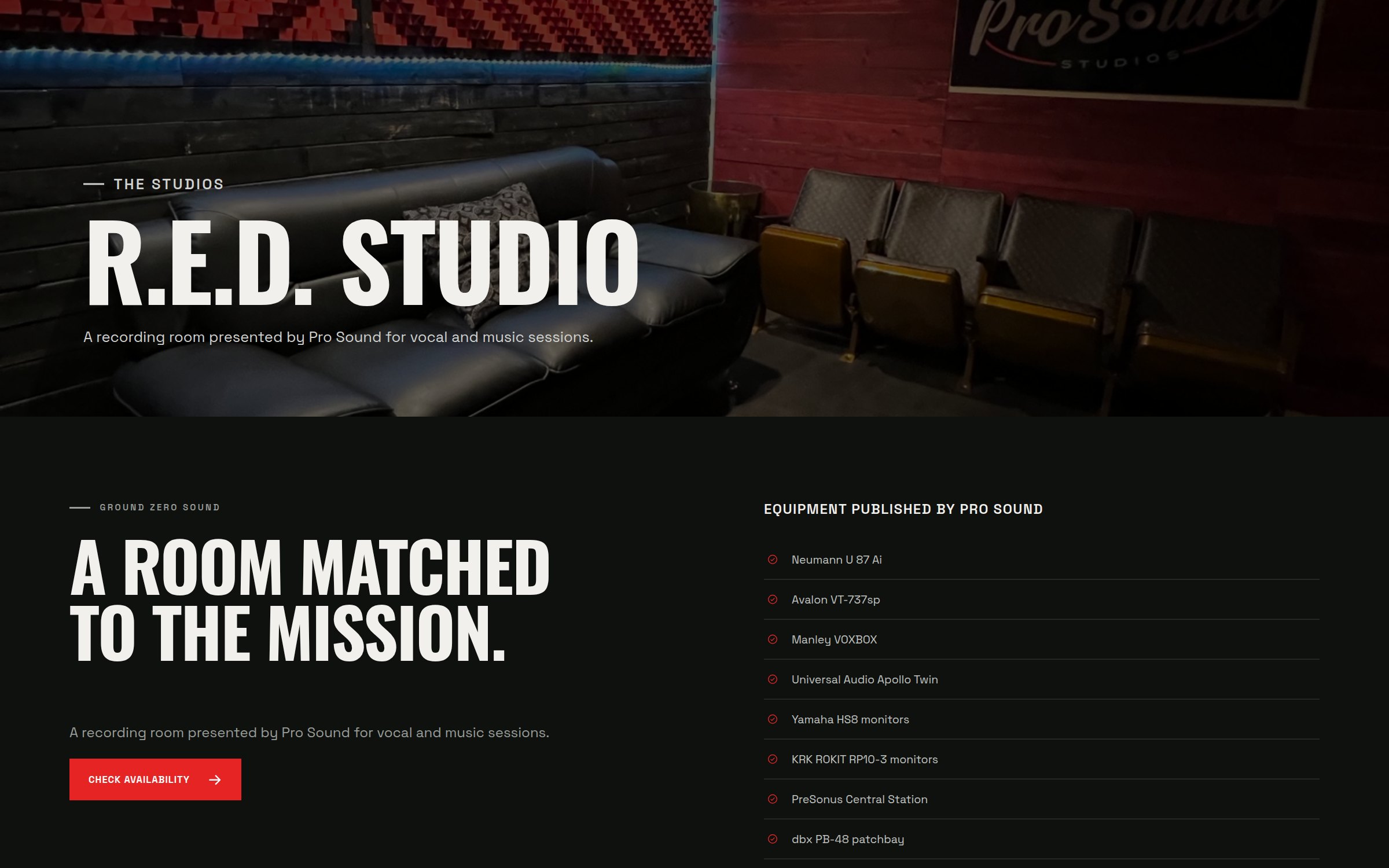 R.E.D. Studio room page
