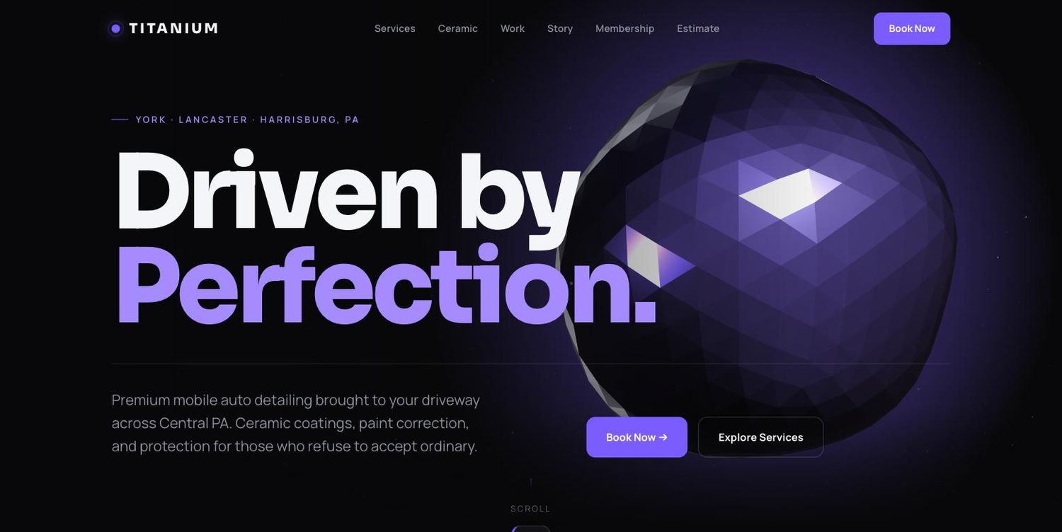 Titanium Detailing — Brand, site, local SEO, booking, reviews + Titanium OS